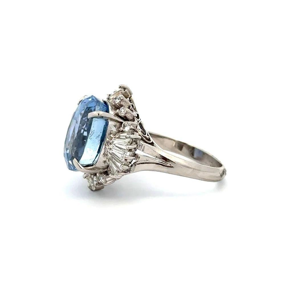 Simply Beautiful! Awesome Show Stopper Finely detailed NO HEAT Sapphire GIA and Diamond Platinum Statement Ring. Centering a securely nestled Oval NO HEAT GIA Blue Sapphire, weighing approx. 11.04 Carat. Surrounded by Baguette and Round Brilliant