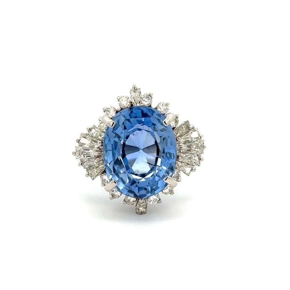 Mixed Cut Vintage Red Carpet 11.04 Carat NO HEAT GIA Sapphire and Diamond Platinum Ring For Sale