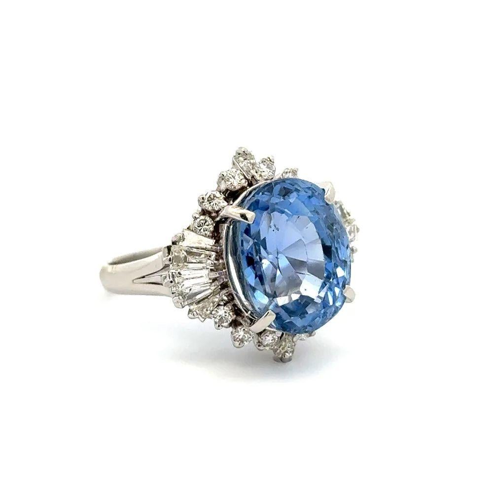 Women's Vintage Red Carpet 11.04 Carat NO HEAT GIA Sapphire and Diamond Platinum Ring For Sale
