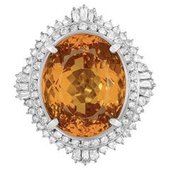 Vintage Red Carpet 20,57 Karat Imperial Topas Edelstein GIA und Diamant-Platin-Ring