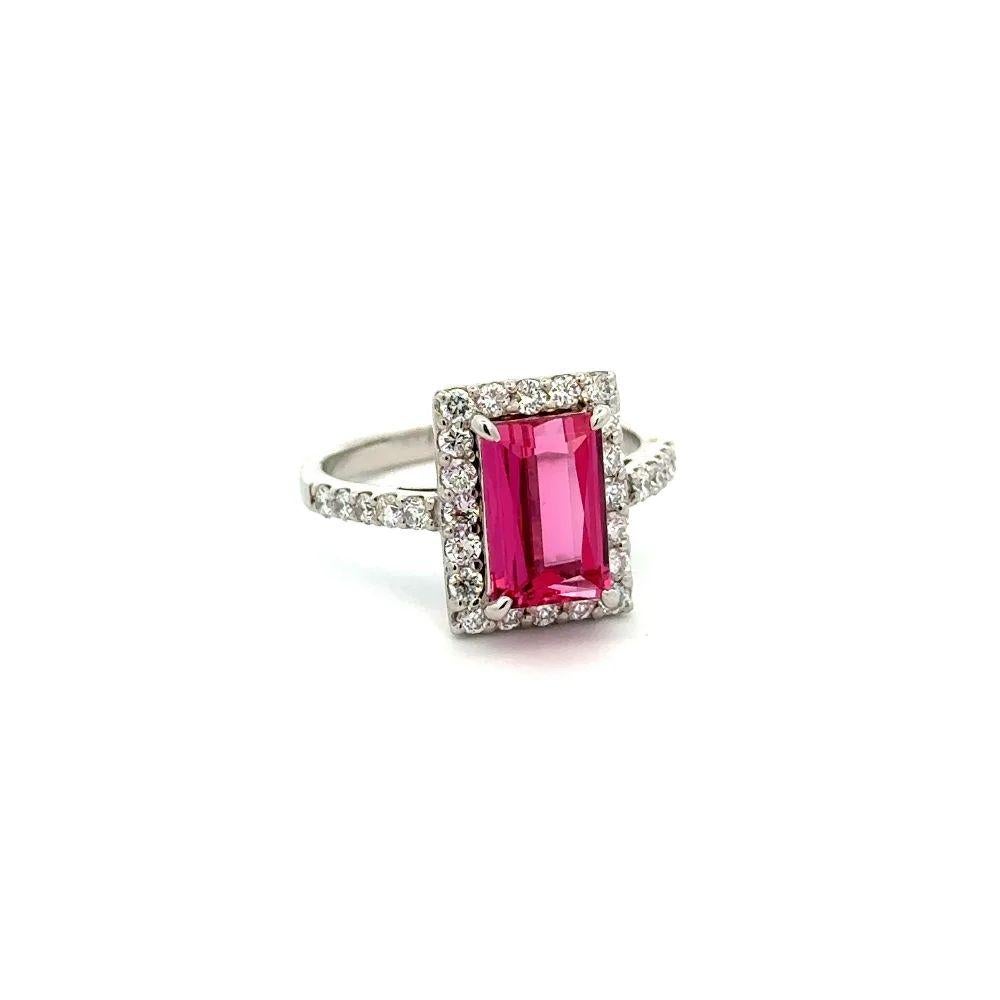 Simply Beautiful! Elegant and Finely detailed Show Stopper 2.13ct Crisscut NO HEAT Pink Spinel GIA and RBC Diamond Platinum Cocktail Ring. Centering a Hand set Clean Crisscut NO HEAT Pink Spinel GIA. Surrounded by Round Brilliant Cut Diamonds,