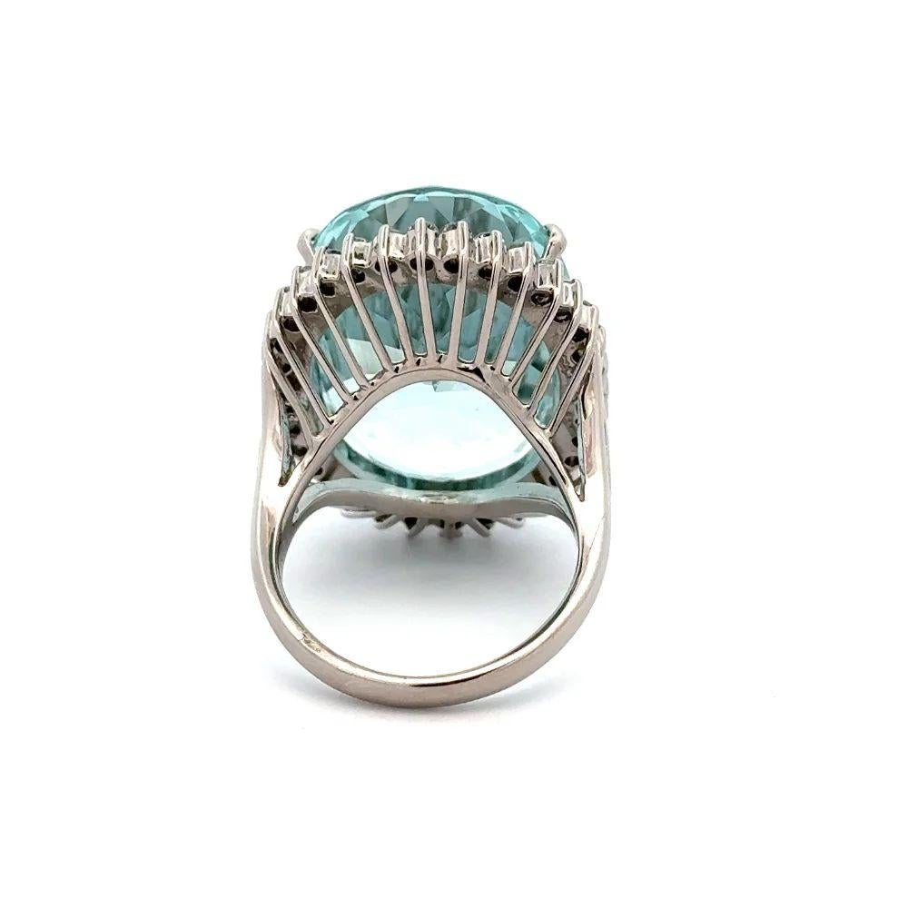 Vintage Red Carpet 34.15 Carat Paraiba Tourmaline GIA and Diamond Platinum Ring In Excellent Condition For Sale In Montreal, QC