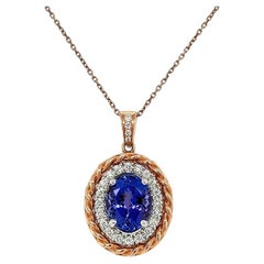 Vintage Red Carpet 4.44 Carat Tanzanite Diamond S. Fiore Gold Pendant Necklace