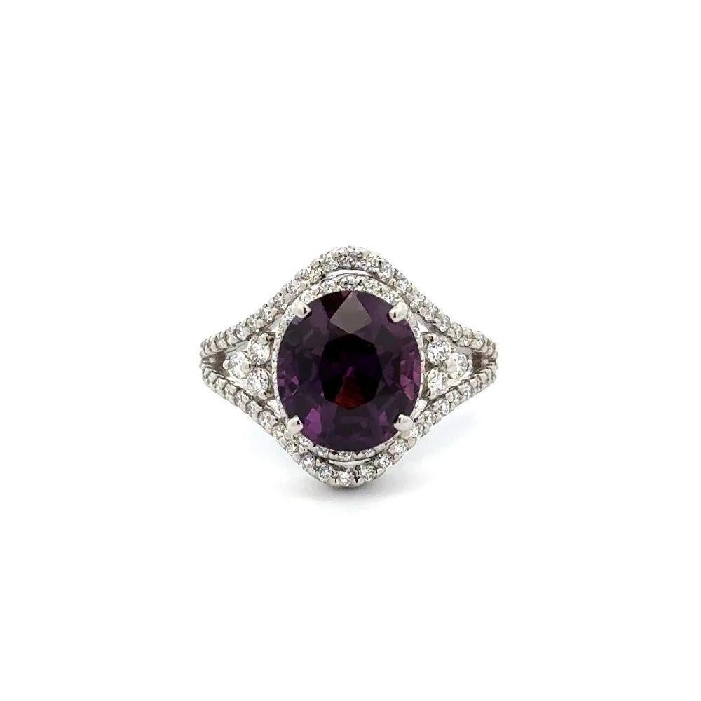 Mixed Cut Vintage Red Carpet 5.23 Carat GIA NO HEAT Purple Sapphire Diamond Platinum Ring For Sale