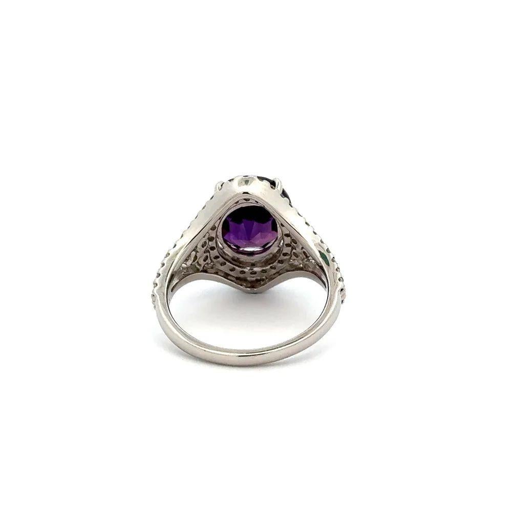 Vintage Red Carpet 5.23 Carat GIA NO HEAT Purple Sapphire Diamond Platinum Ring In Excellent Condition For Sale In Montreal, QC