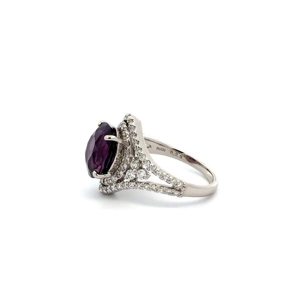 Vintage Red Carpet 5.23 Carat GIA NO HEAT Purple Sapphire Diamond Platinum Ring For Sale 1