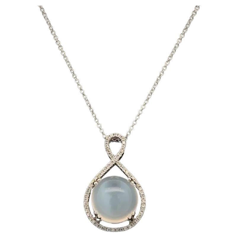 Vintage Red Carpet - Collana con ciondolo in oro e diamanti con pietra di luna da 8,08 carati