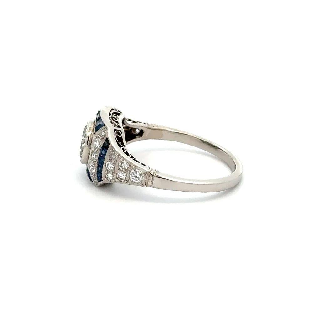 Women's Vintage Red Carpet Diamond and Sapphire Statement Platinum Cocktail Ring For Sale