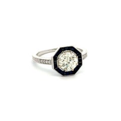 Vintage Red Carpet Diamond and Sapphire Surround White Gold Statement Ring