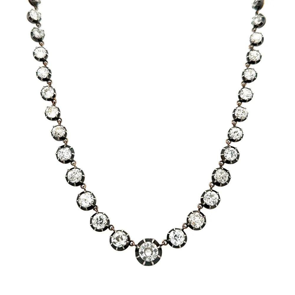 Mixed Cut Vintage Red Carpet Diamond Riviera Silver on Gold Statement Necklace For Sale