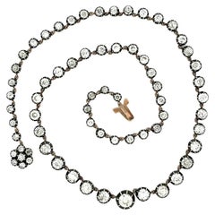 Collier Vintage Red Carpet Diamond Riviera Silver on Gold Statement Necklace
