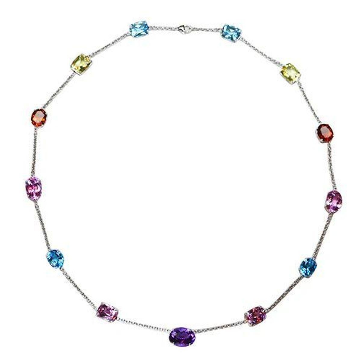 Women's Vintage Red Carpet Multi Gem Gold Necklace For Sale