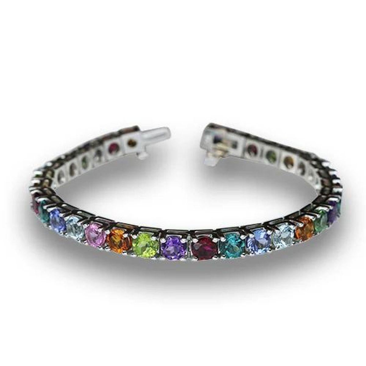 Pulsera de Oro Vintage Red Carpet Multi Gemstone Moderno en venta