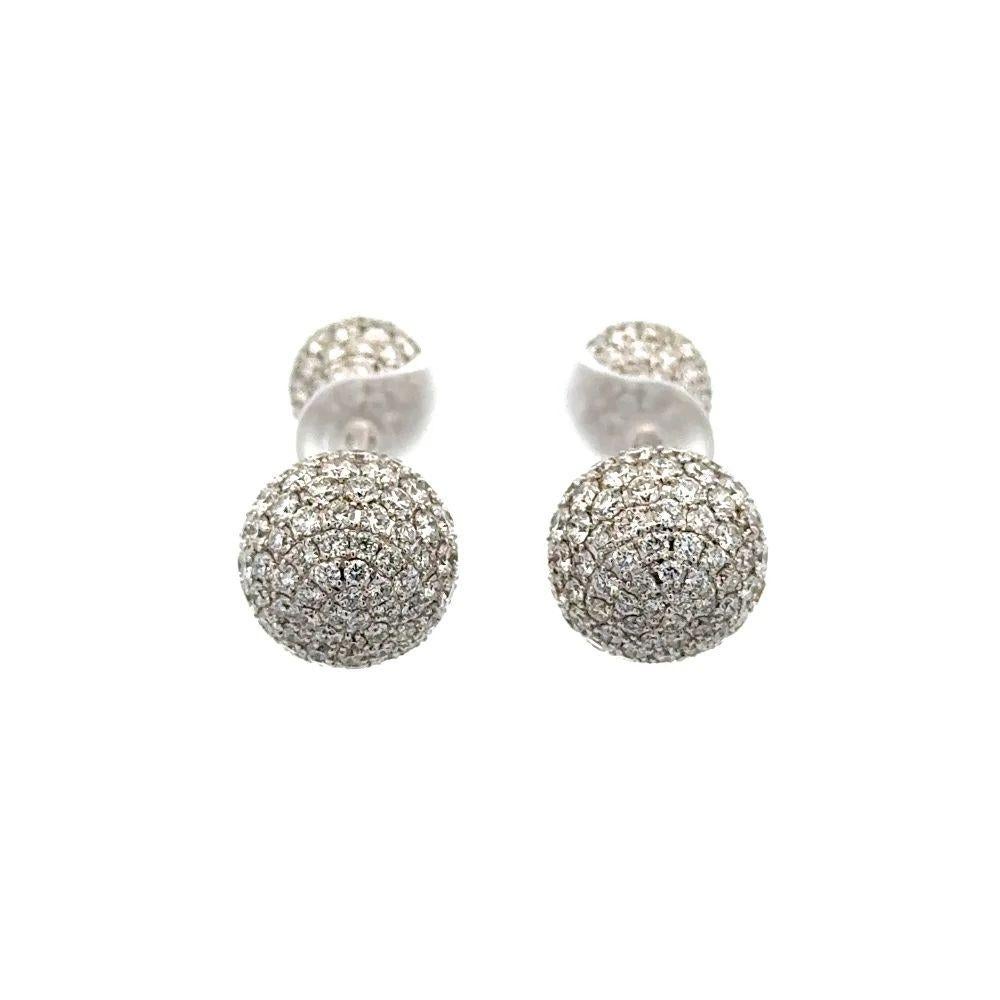 Brilliant Cut Vintage Red Carpet Pave Diamond Double Ball Gold Statement Earrings For Sale