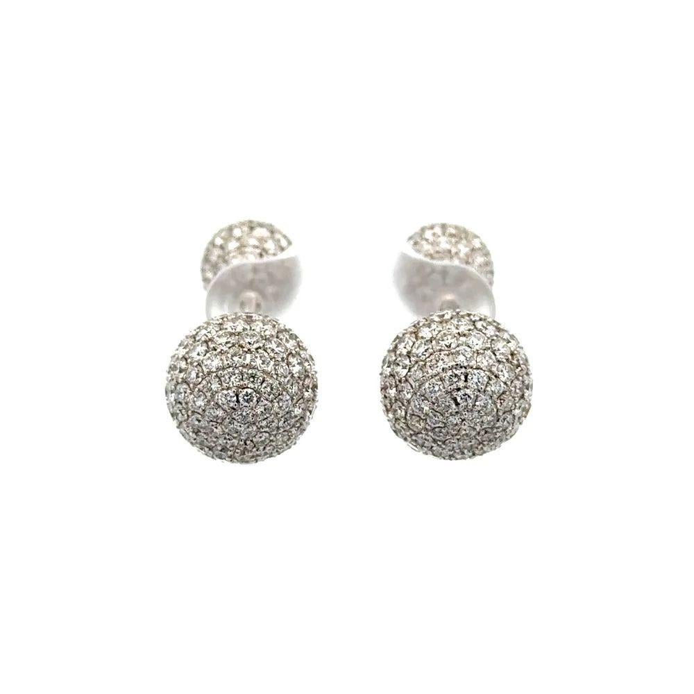Modern Vintage Red Carpet Pave Diamond Double Ball Gold Statement Earrings For Sale