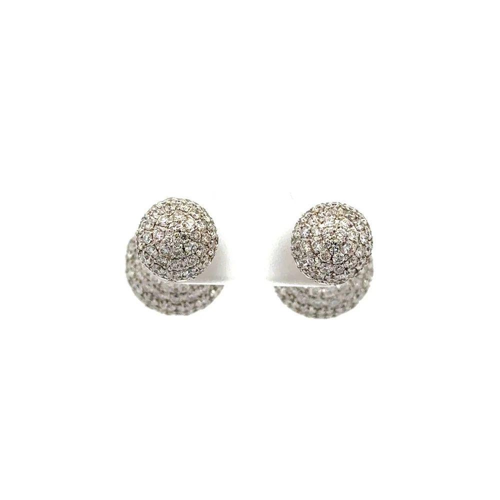 Women's Vintage Red Carpet Pave Diamond Double Ball Gold Statement Earrings For Sale