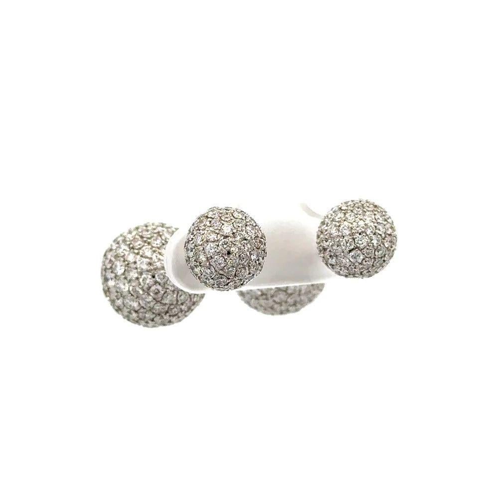 Vintage Red Carpet Pave Diamond Double Ball Gold Statement Earrings For Sale 1