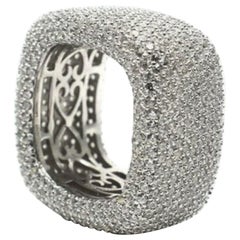 Vintage Red Carpet Sparkling Ice CZs Square Sterling Silver Statement Ring
