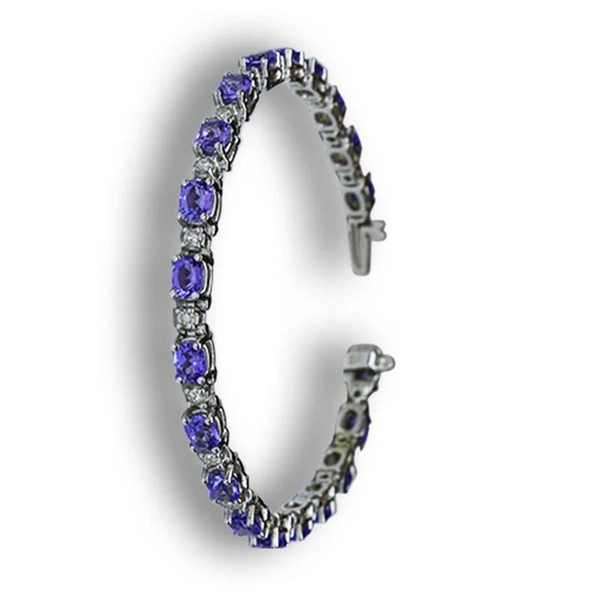 Art Déco Bracciale d'oro con gemme di tanzanite e diamanti Red Carpet d'epoca in vendita