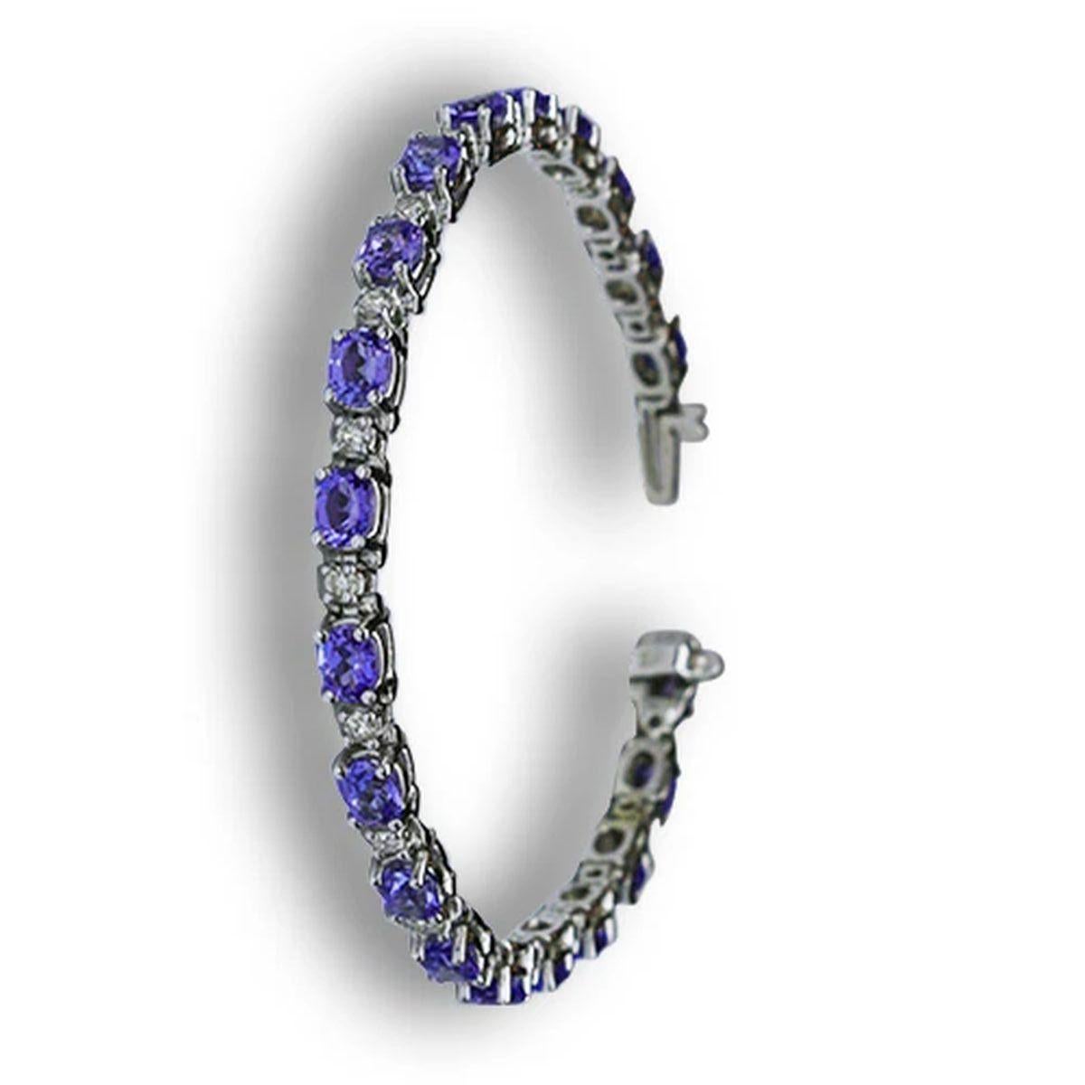 Art Deco Vintage Red Carpet Tanzanite Gemstone and Diamond Gold Bracelet  For Sale