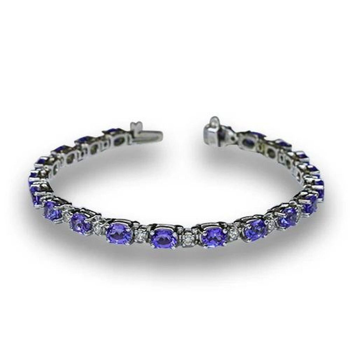 Mixed Cut Vintage Red Carpet Tanzanite Gemstone and Diamond Gold Bracelet  For Sale