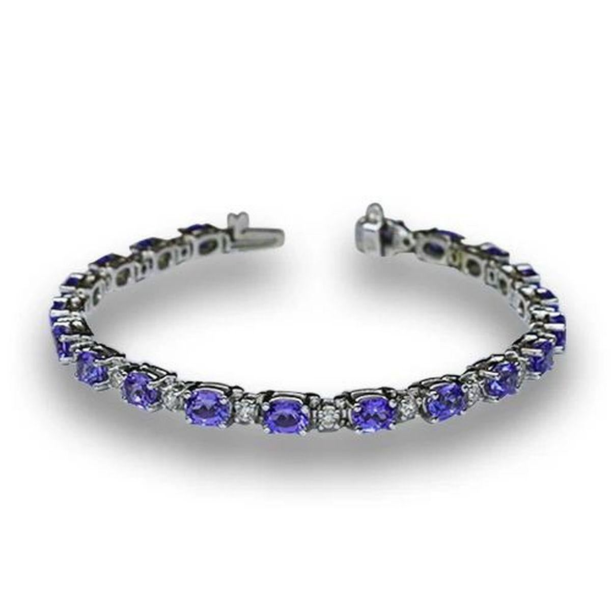 Taglio misto Bracciale d'oro con gemme di tanzanite e diamanti Red Carpet d'epoca in vendita