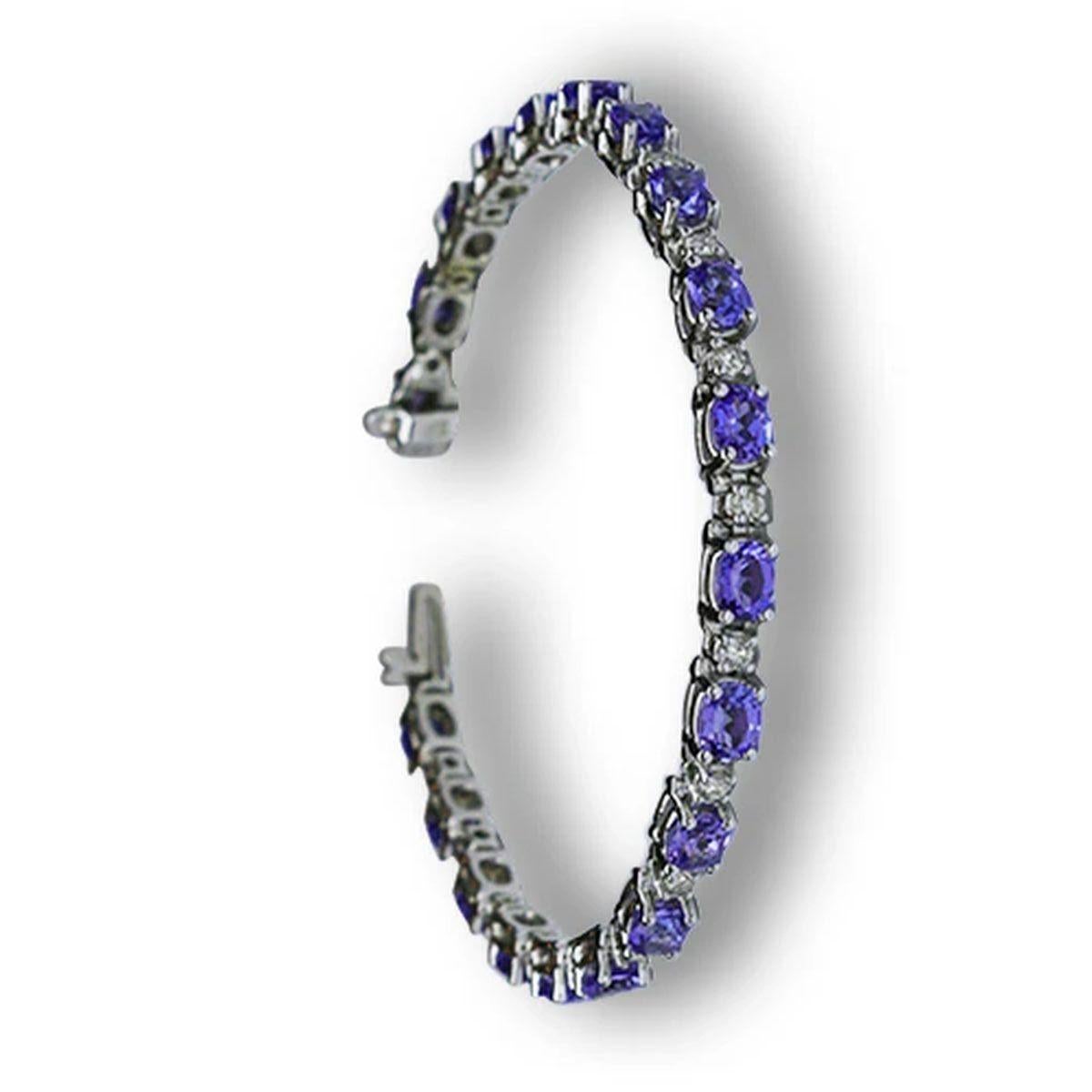 Vintage Red Carpet Tanzanite Gemstone and Diamond Gold Bracelet  In New Condition For Sale In Montreal, QC