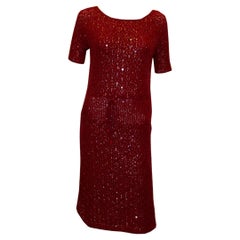 Vintage Red Cashmere and Sequin Dress