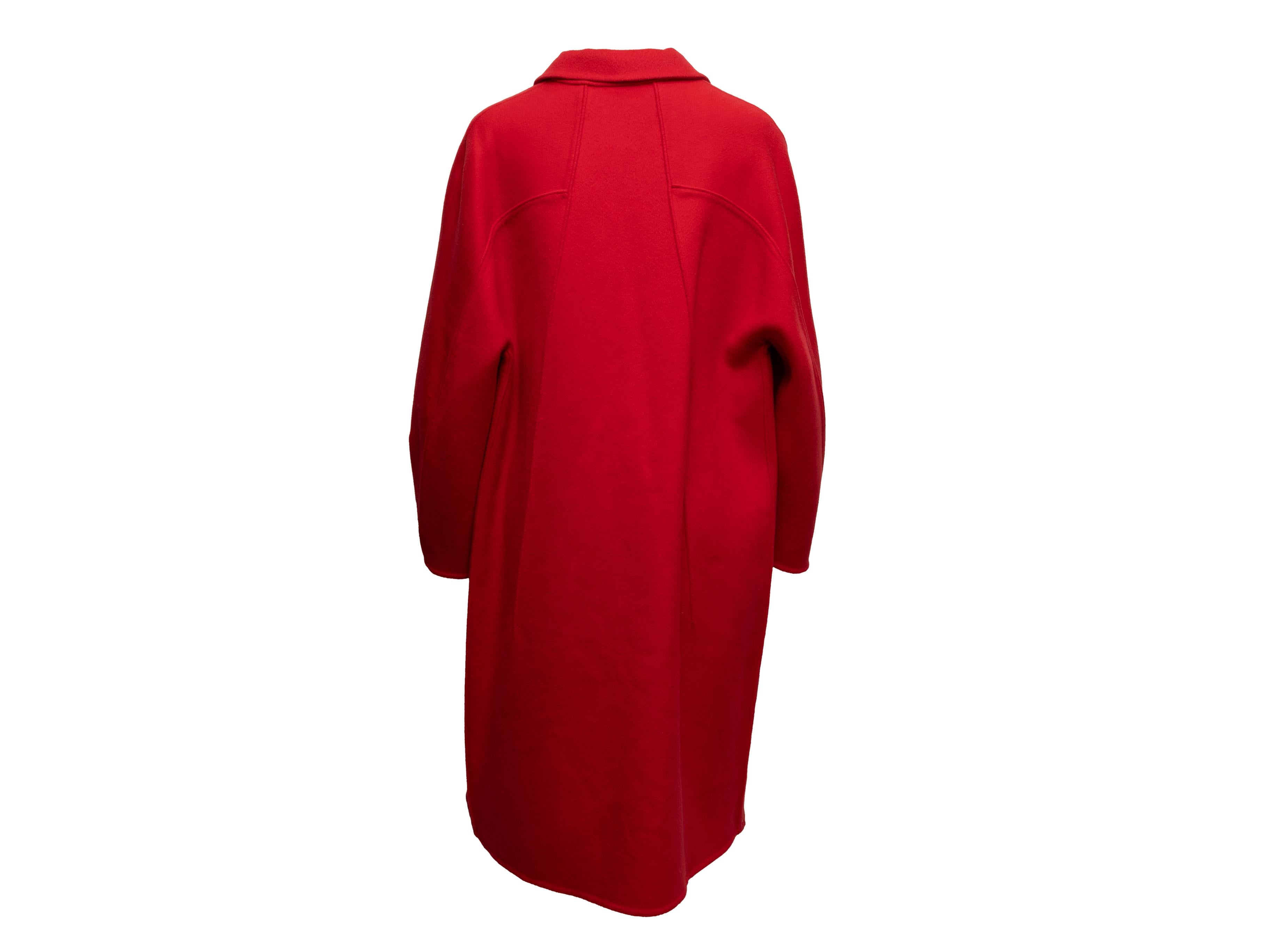 Vintage Red Chado by Ralph Rucci Wool Coat Size US L In Good Condition For Sale In New York, NY
