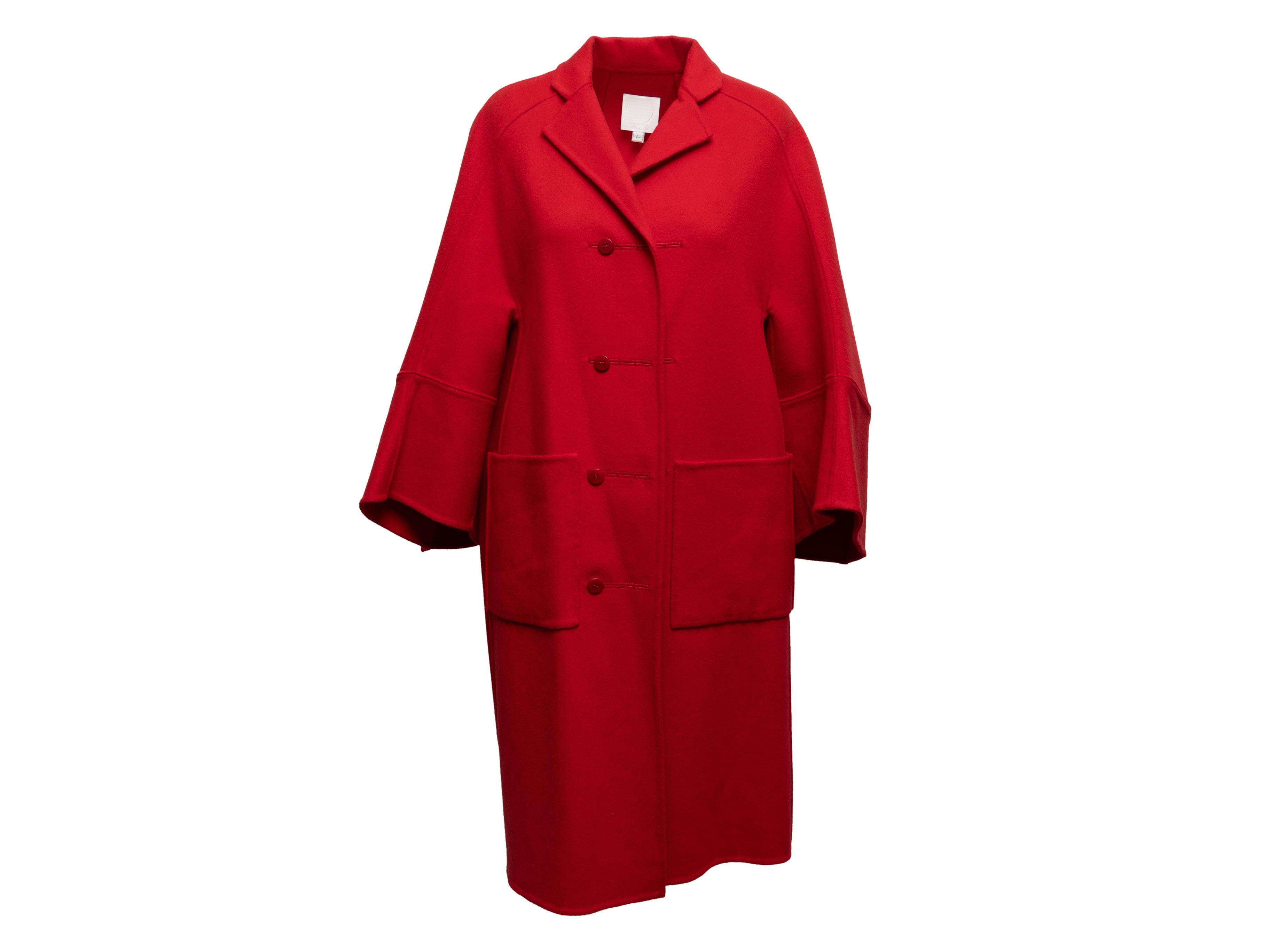 Vintage Red Chado by Ralph Rucci Wool Coat Size US L For Sale