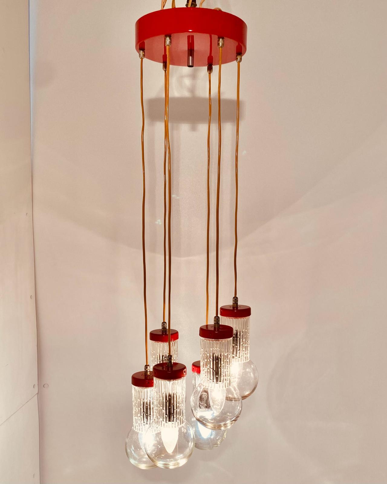 Mid-Century Modern Vintage cascada chandelier in the style of stilnovo, 1950s Italy For Sale