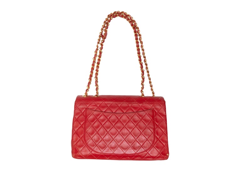 Vintage Red Chanel 3 Series Quilted Jumbo XL Flap Bag For Sale at 1stDibs