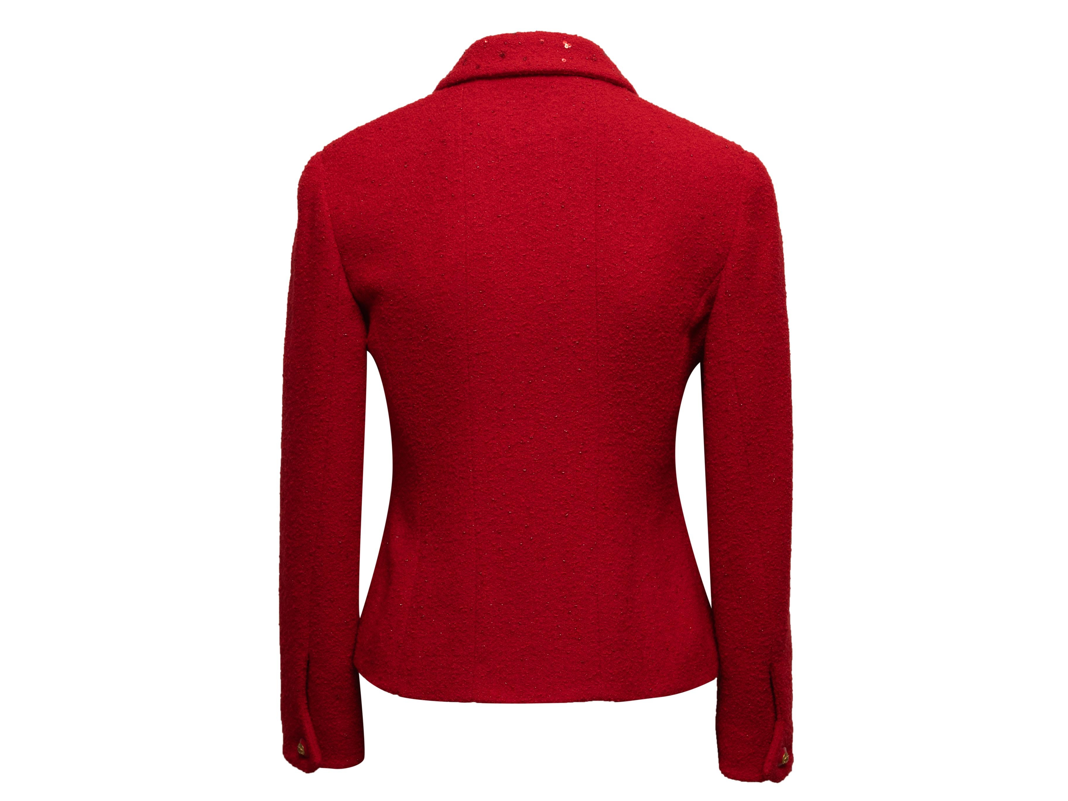 Rouge Chanel Boutique automne/hiver 1993 - Blazer en laine rouge vintage, taille FR 38