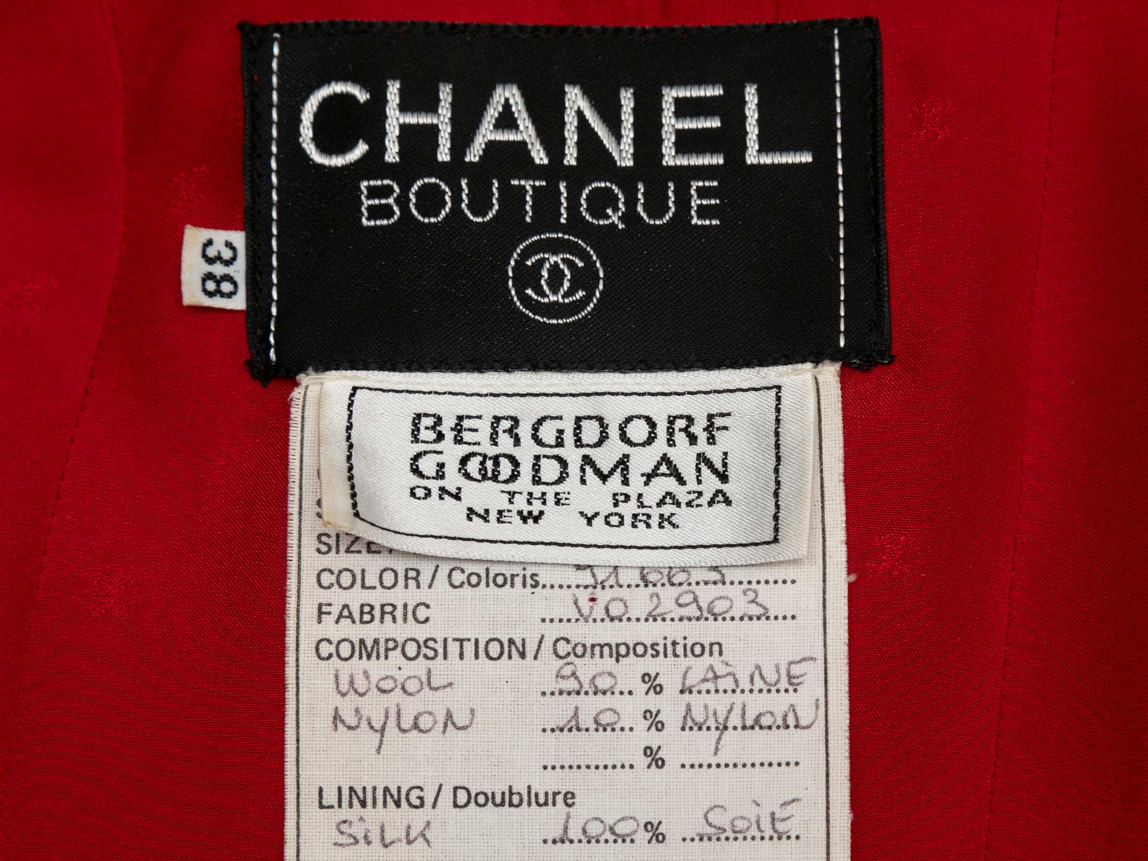Chanel Boutique automne/hiver 1993 - Blazer en laine rouge vintage, taille FR 38 2