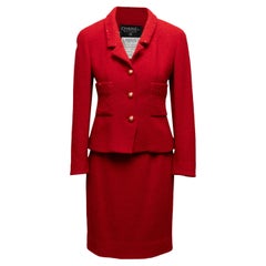 Chanel Boutique automne/hiver 1993 - Blazer en laine rouge vintage, taille FR 38