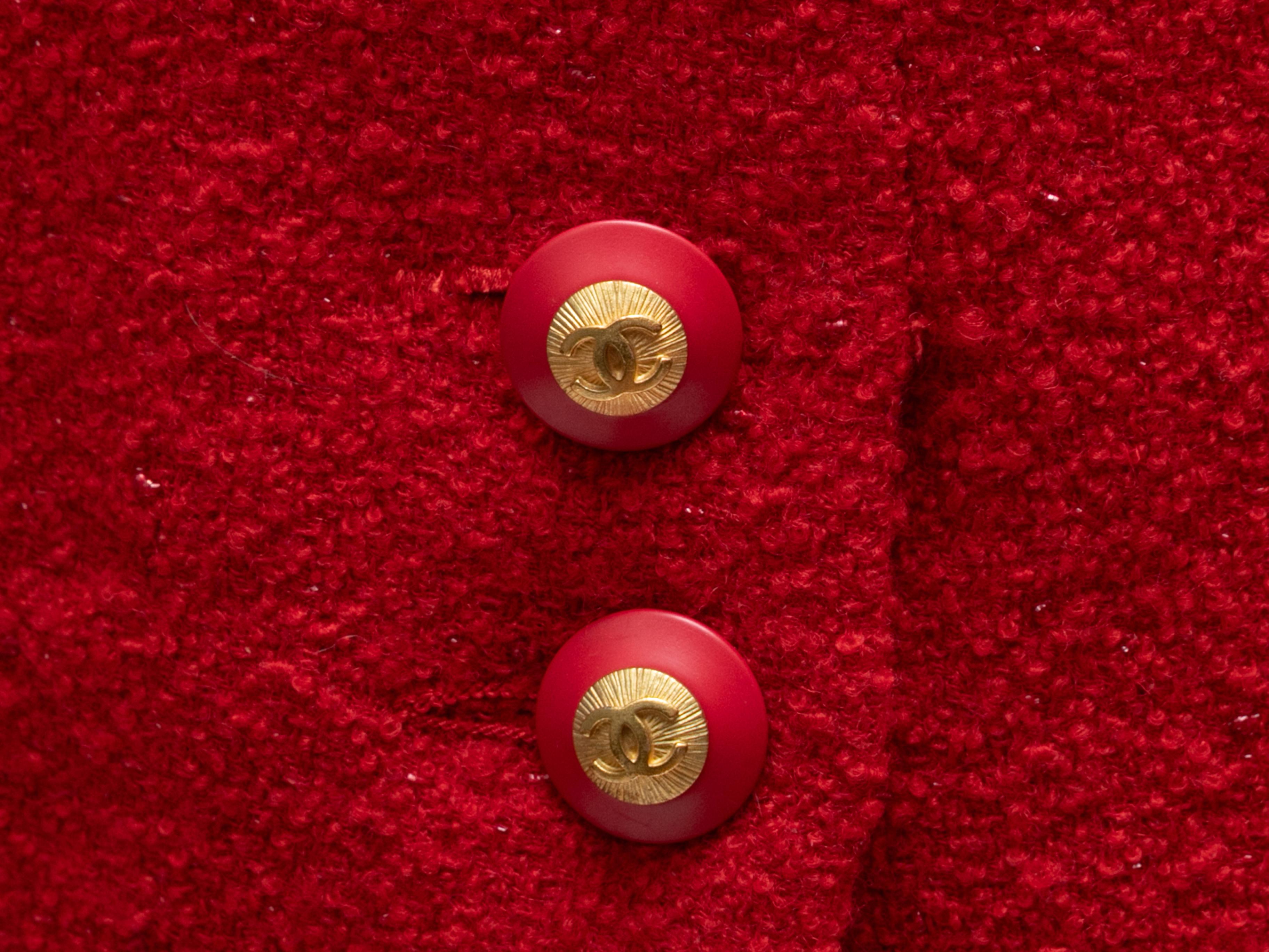 Vintage Chanel Boutique Rojo Otoño/Invierno 1993 Falda de lana Talla FR 38 en Bueno Estado en New York, NY
