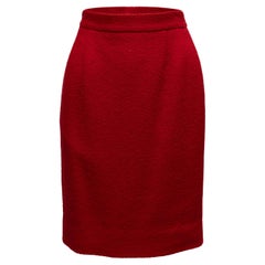 Vintage Chanel Boutique Rojo Otoño/Invierno 1993 Falda de lana Talla FR 38
