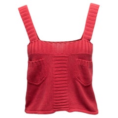 Vintage Red Chanel Boutique Knit Tank Top Size US S