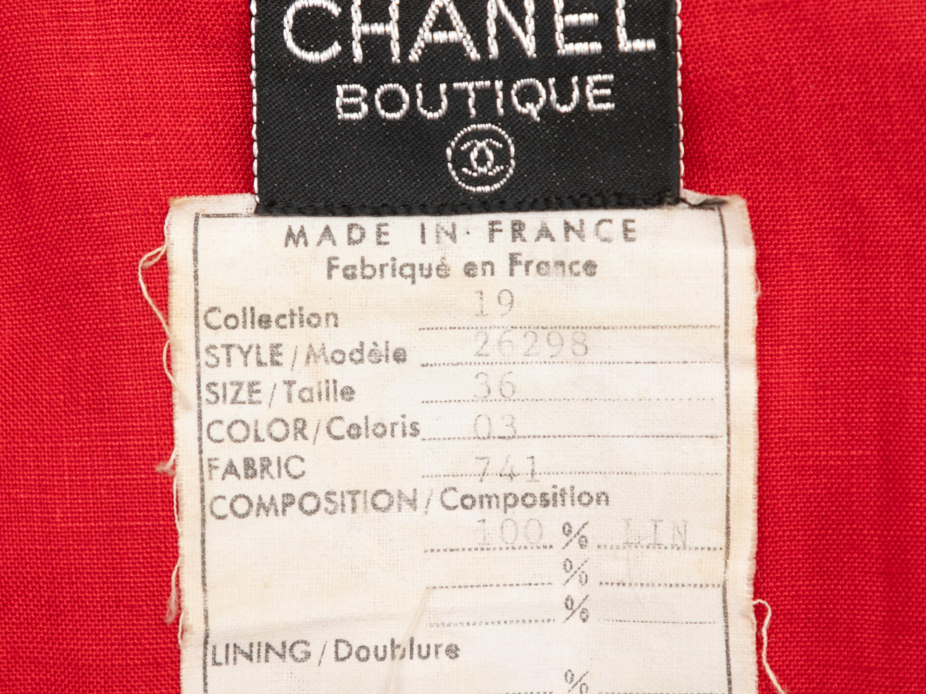 Vintage Red Chanel Boutique Short Sleeve Linen Top Size FR 36 1