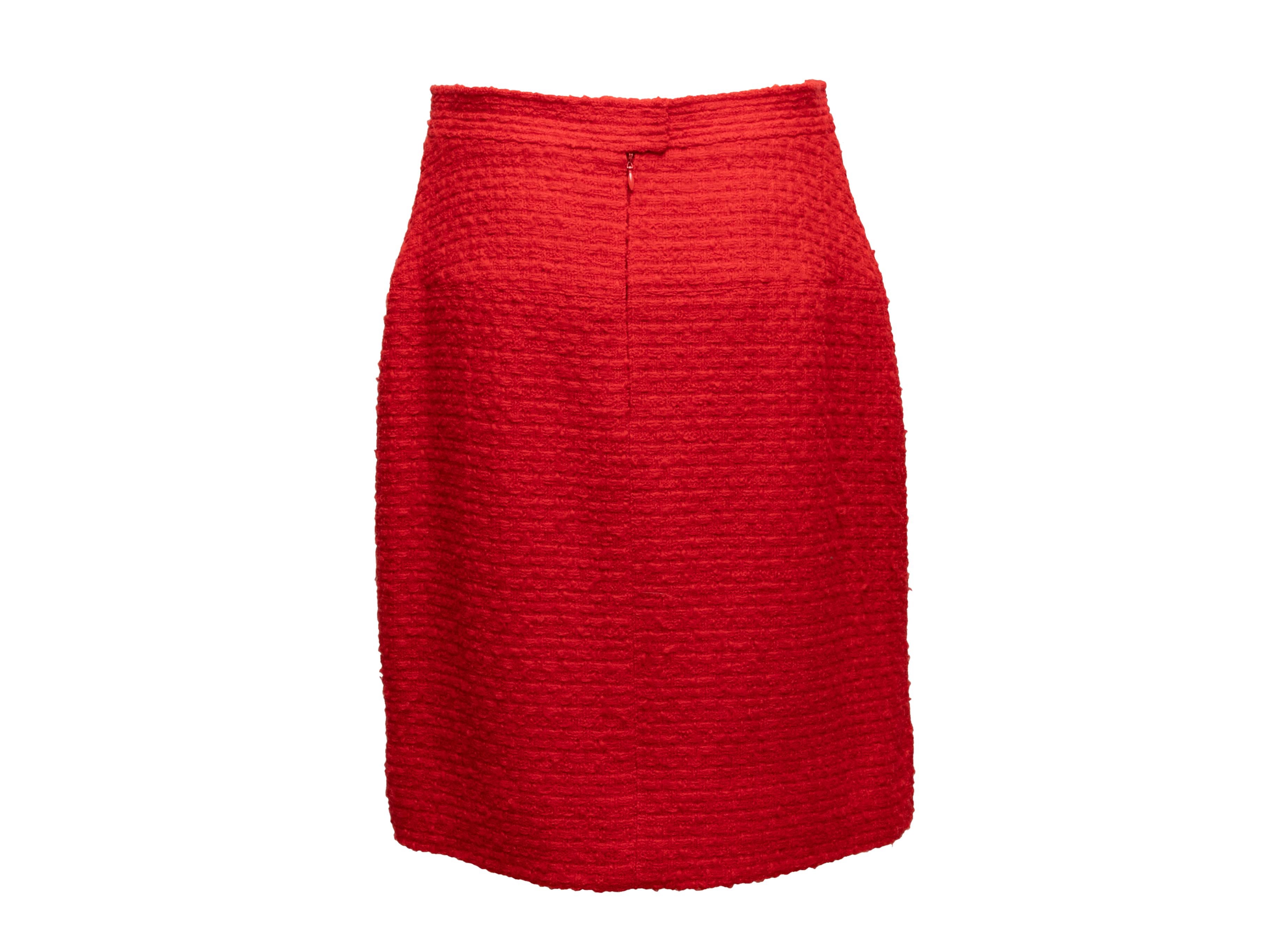 Women's Vintage Red Chanel Boutique Tweed Pencil Skirt Size S For Sale
