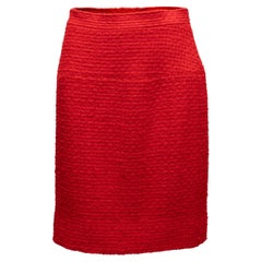 Vintage Red Chanel Boutique Tweed Pencil Skirt Size S