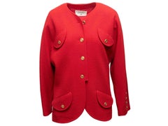 Vintage Red Chanel Boutique Wool Jacket Size US L