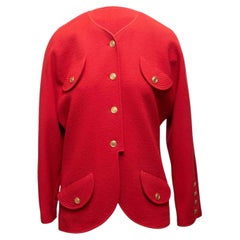 Vintage Red Chanel Boutique Wool Jacket Size US L
