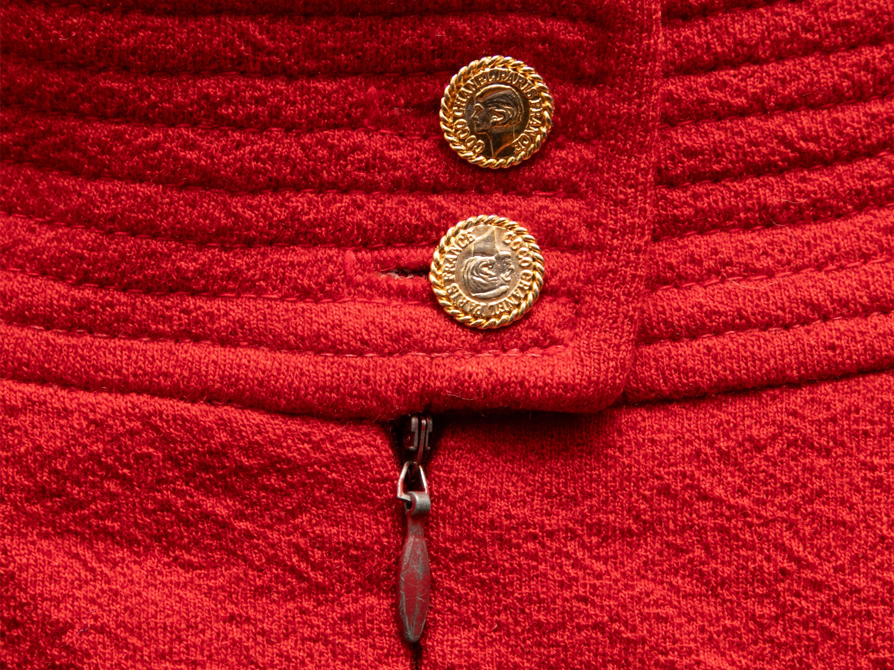 Women's Vintage Red Chanel Boutique Wool Pencil Skirt Size US S