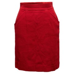 Vintage Red Chanel Boutique Wool Pencil Skirt Size US S