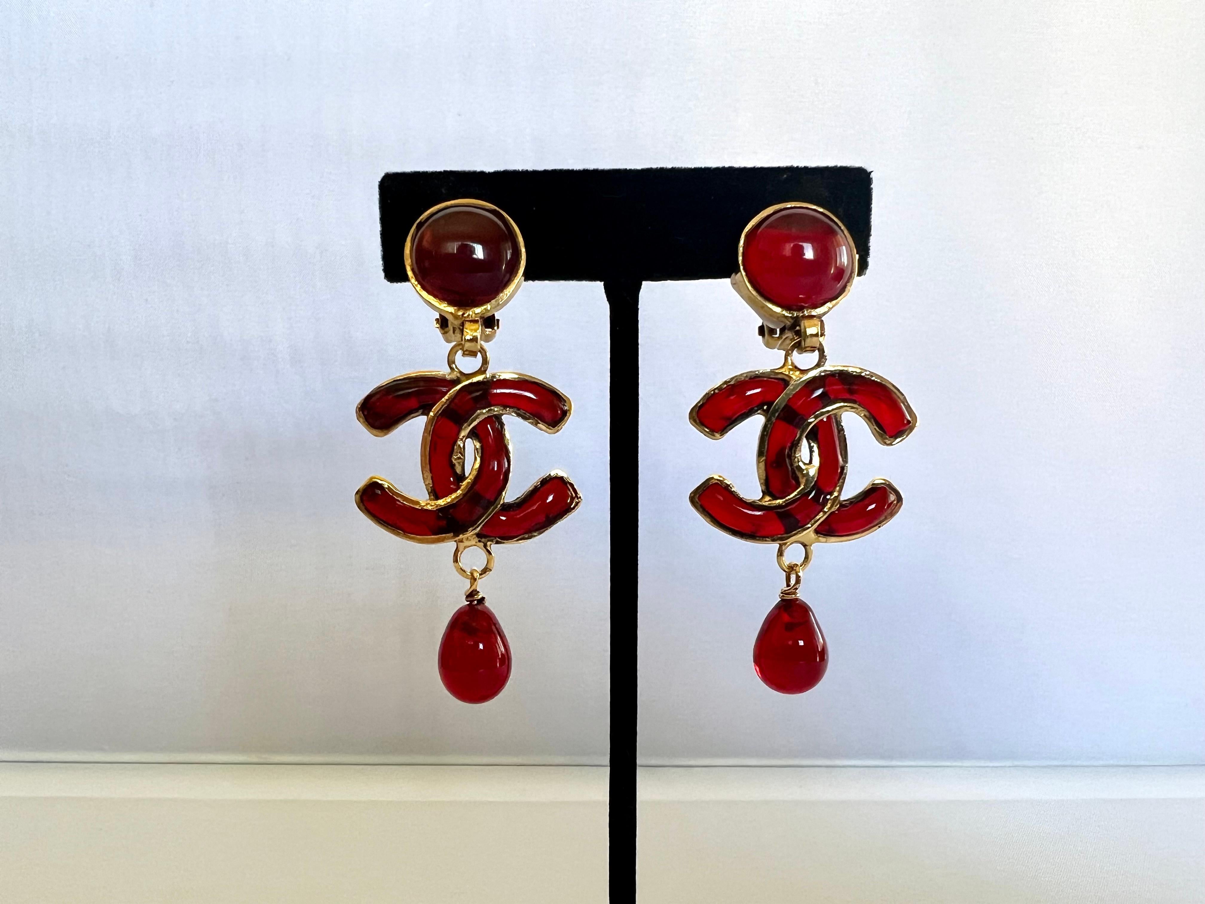 chanel red earrings