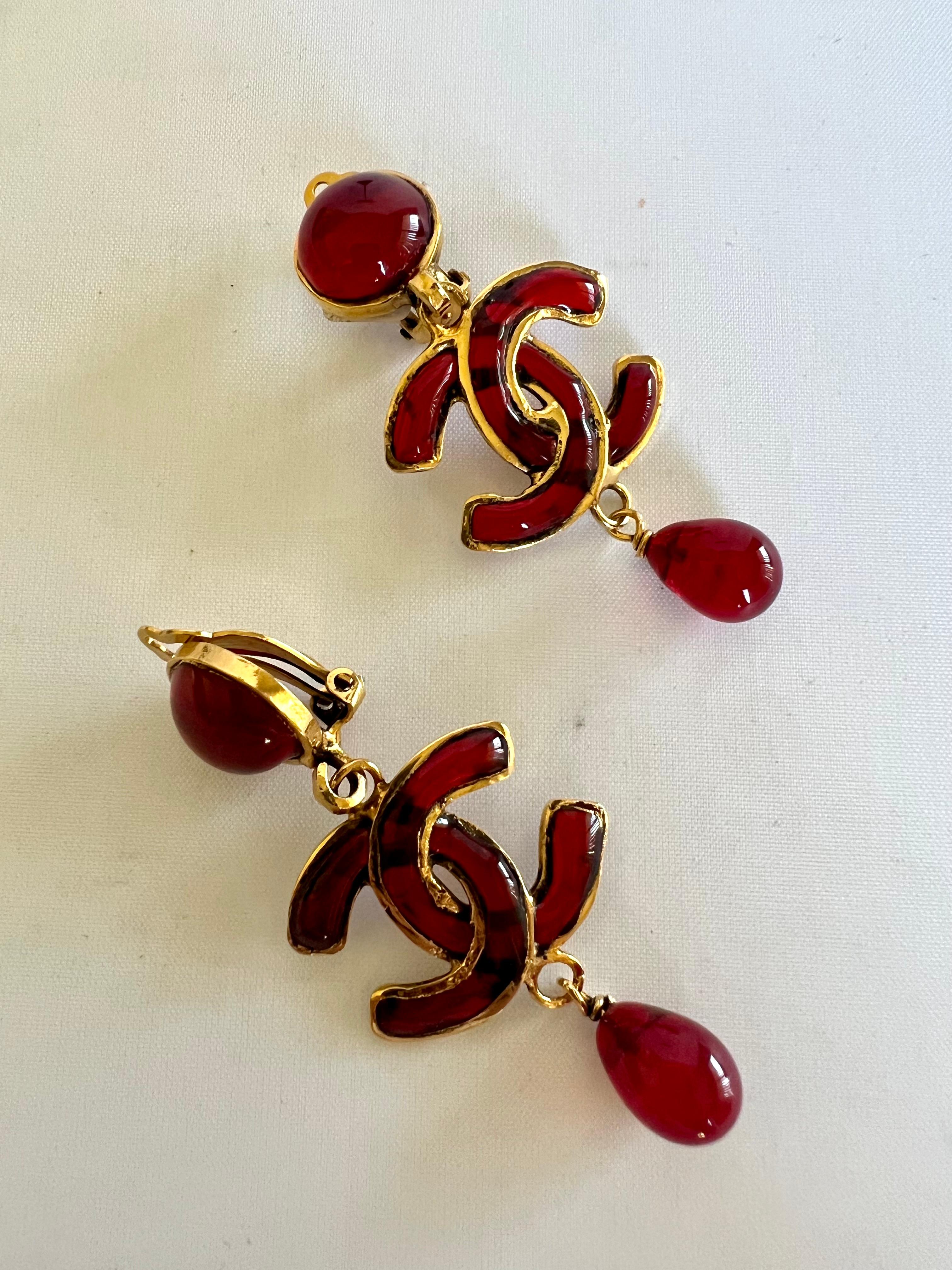 red chanel earrings