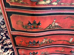Vintage Red Chinoiserie Bachelors Chest