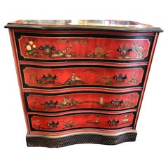 Vintage Red Chinoiserie Bachelors Chest
