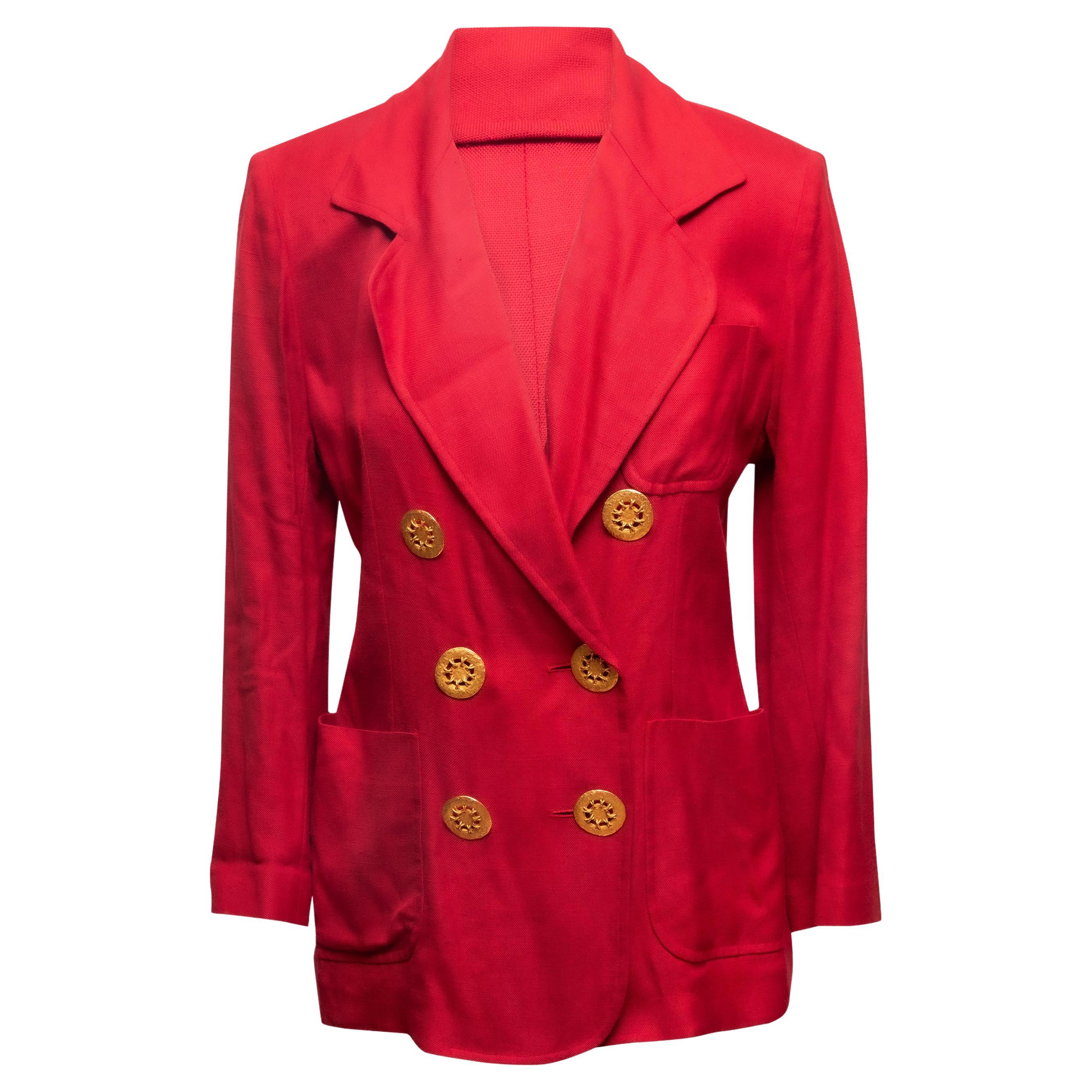 Vintage Red Christian Lacroix Double-Breasted Blazer Size US S